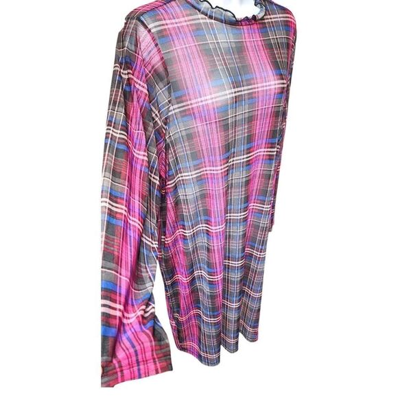 TORRID MINIβMesh Multi- Color Plaid Mock Neck Dress Plus Size 4X - Picture 5 of 14